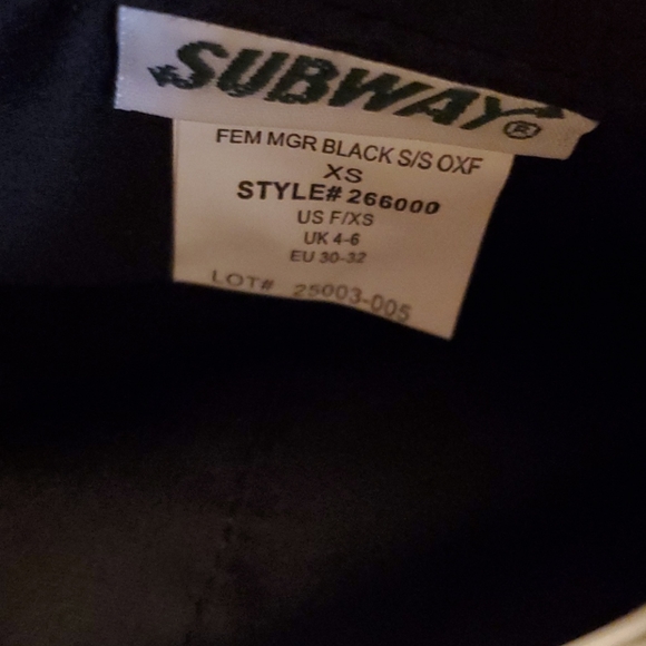 Subway New official employee Subway button up shirt xs - Picture 4 of 4